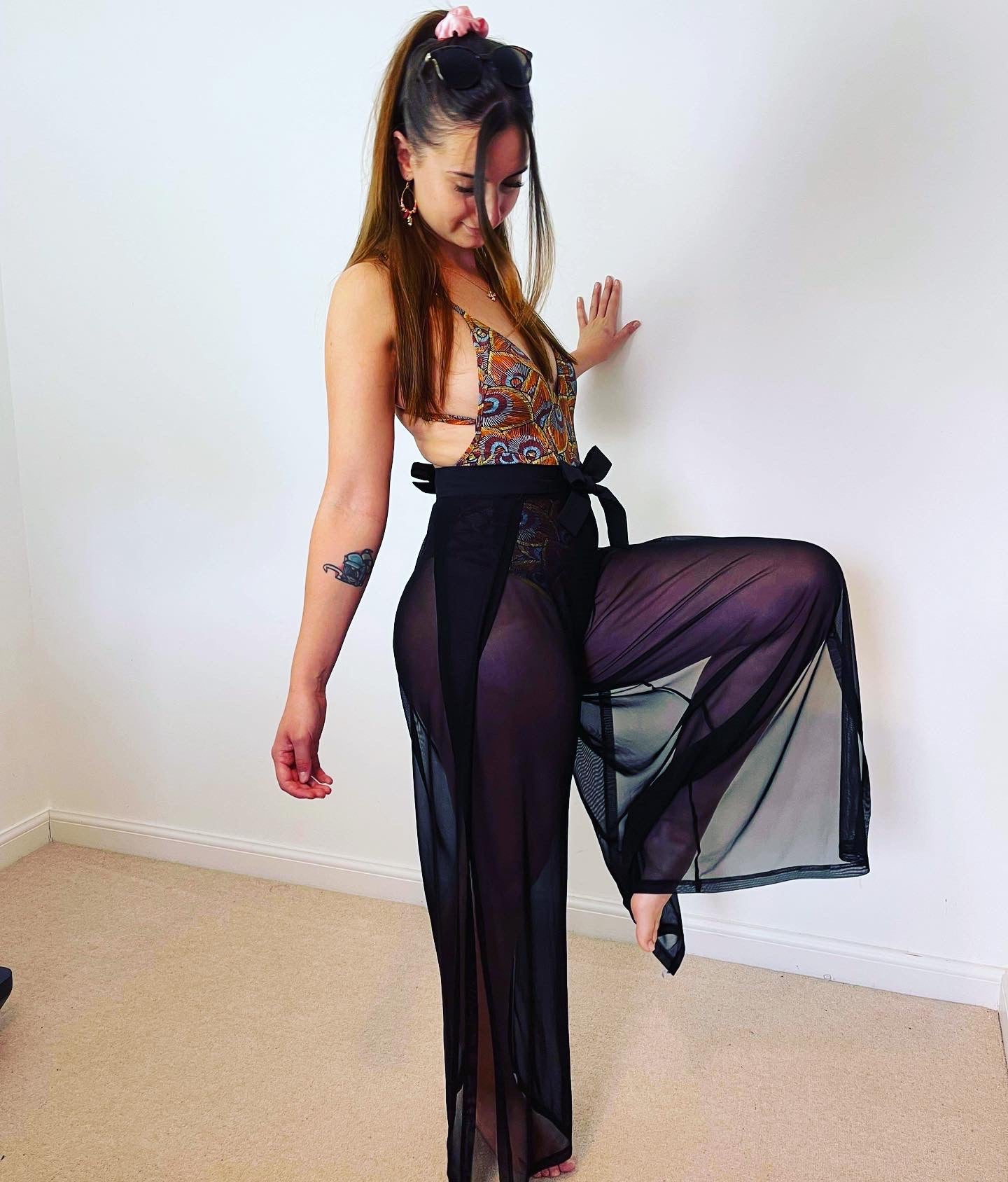 Black mesh trousers hotsell